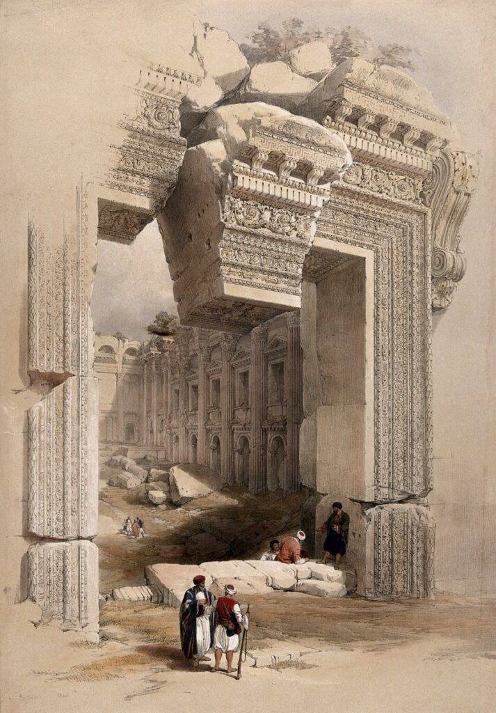 بعلبك مدينة الشمس لوحة فنية - Baalbek Ruins ART Painting 